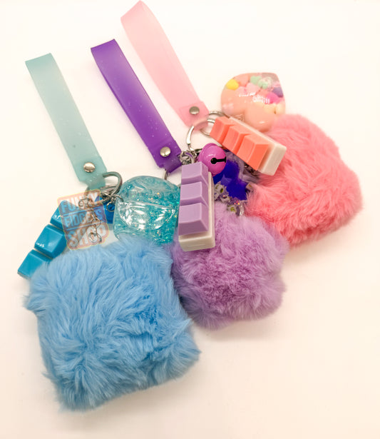 Fluffy Keyboard Fidget keychain Wristlet