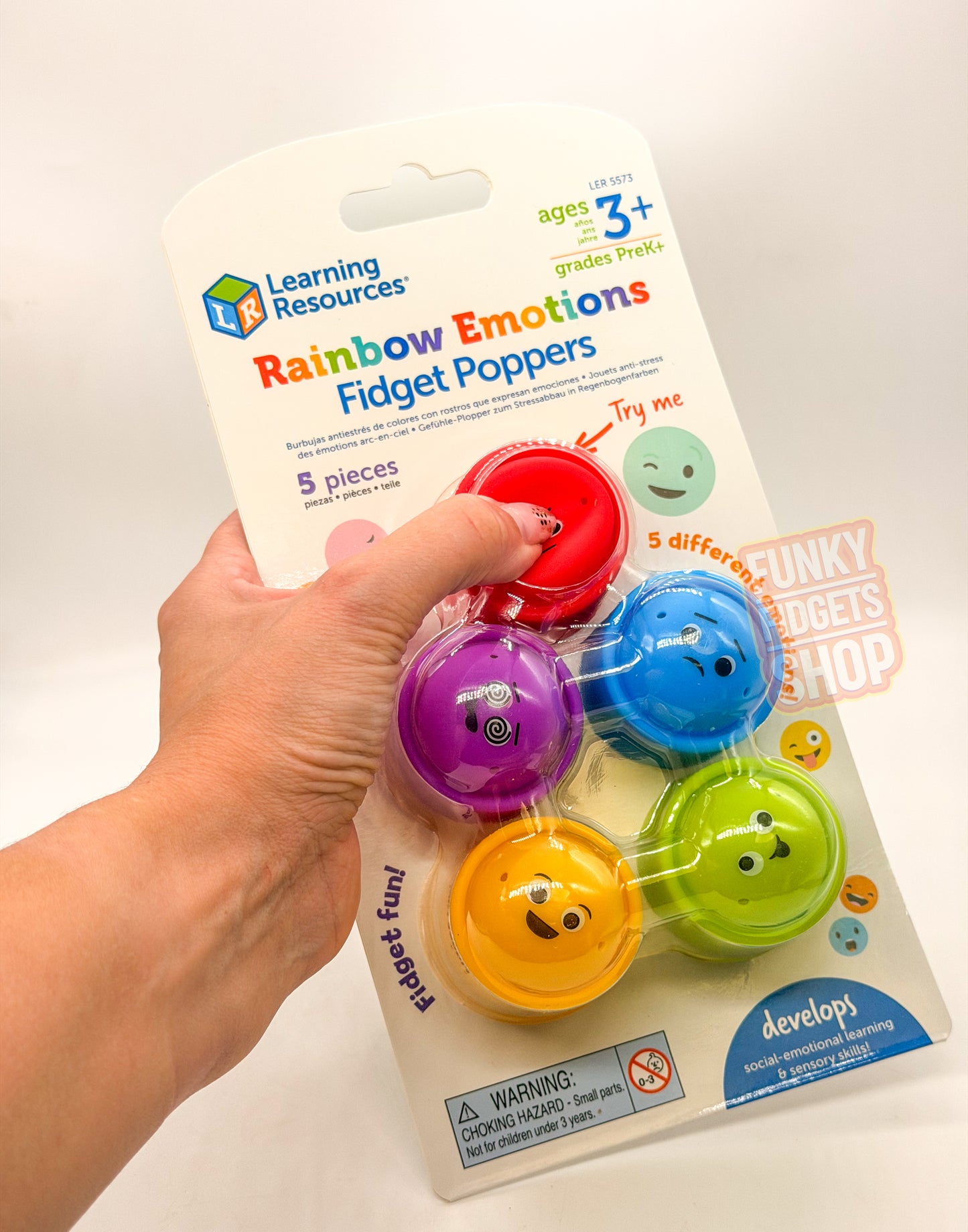 Rainbow emotions fidget poppers