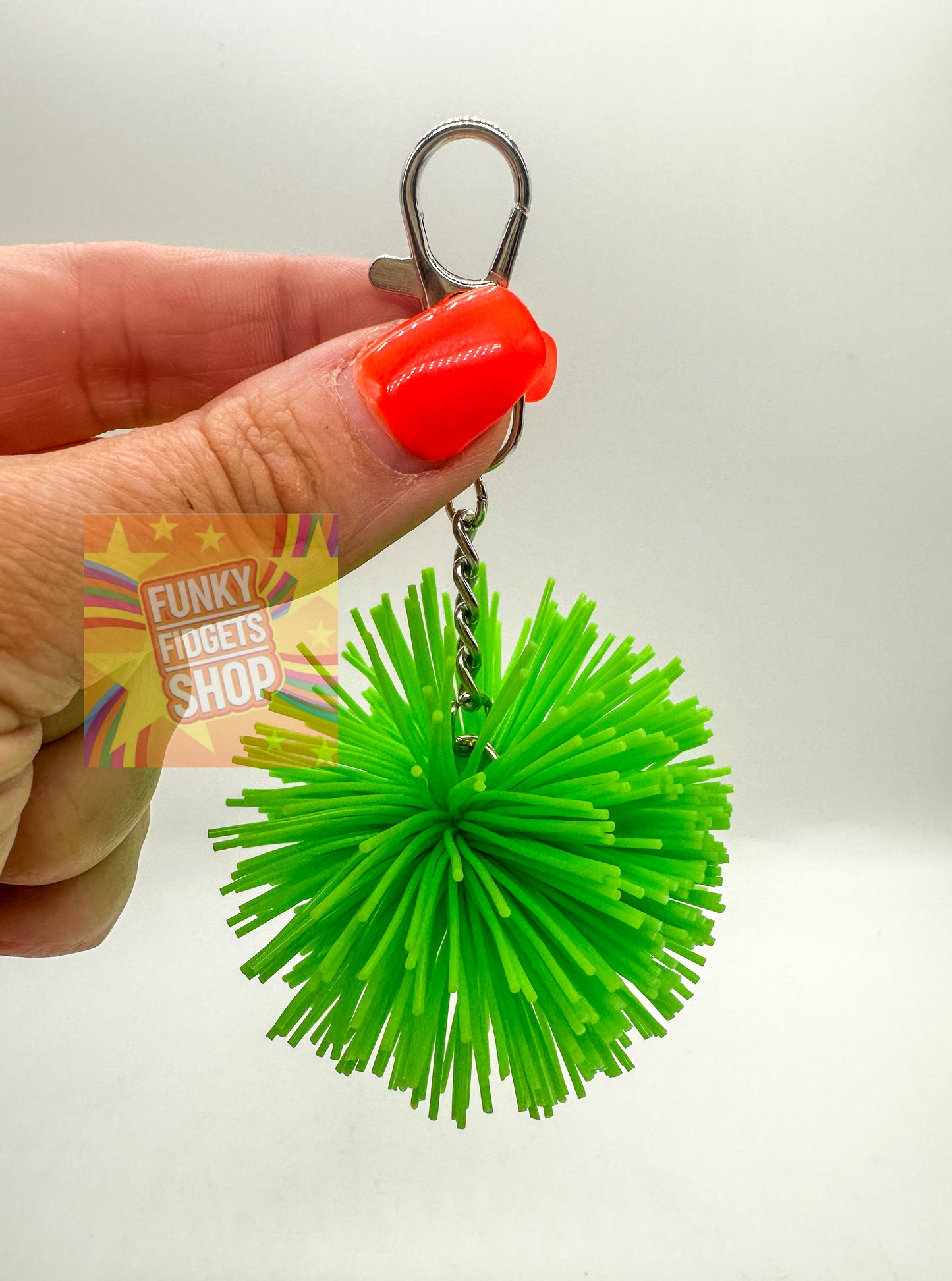 Funky Green Koosh Keychain