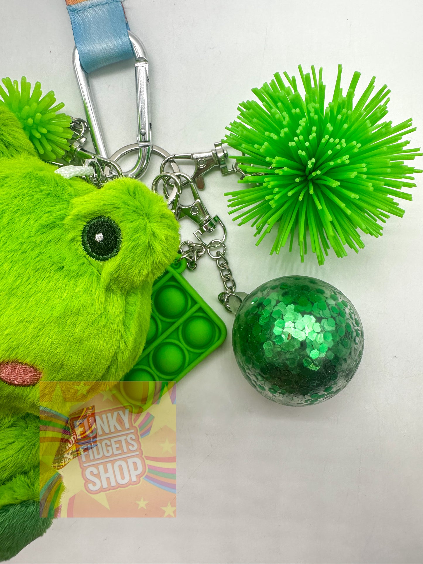Funky Green Koosh Keychain