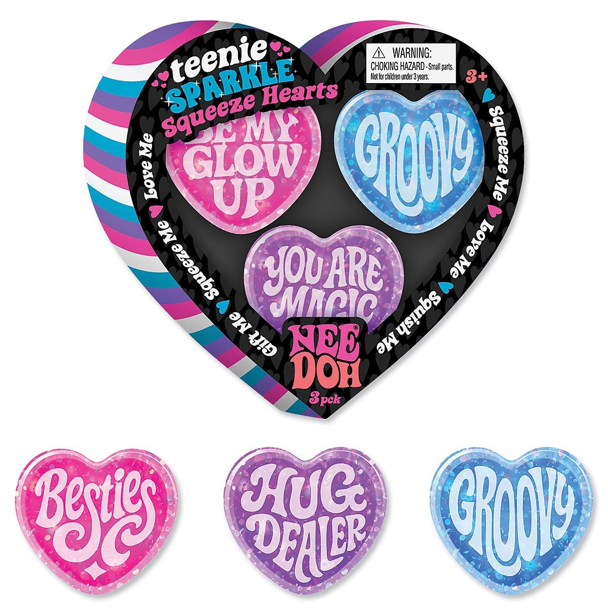 NeeDoh Teenie Sparkle Heart Set