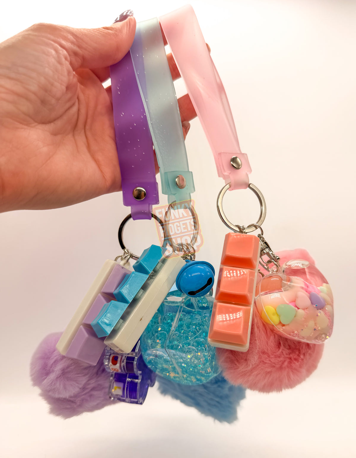 Fluffy Keyboard Fidget keychain Wristlet