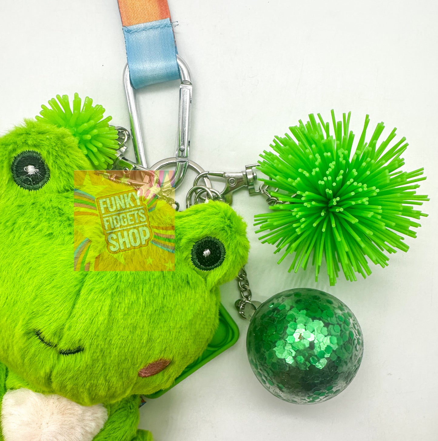 Funky Green Koosh Keychain