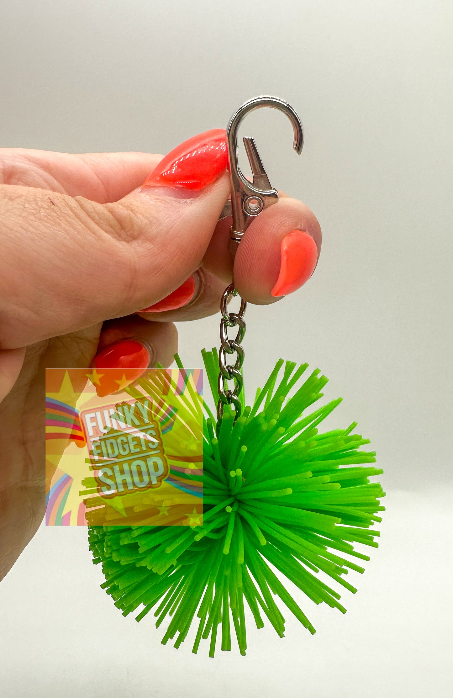 Funky Green Koosh Keychain