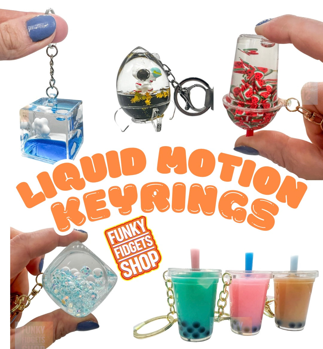 Liquid motion keyrings